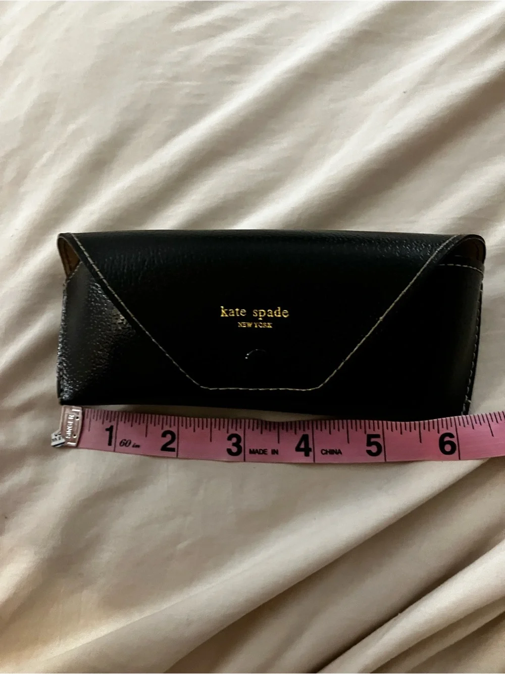 Kate Spade New York Black faux Leather Envelope Glasses Case Logo Lining